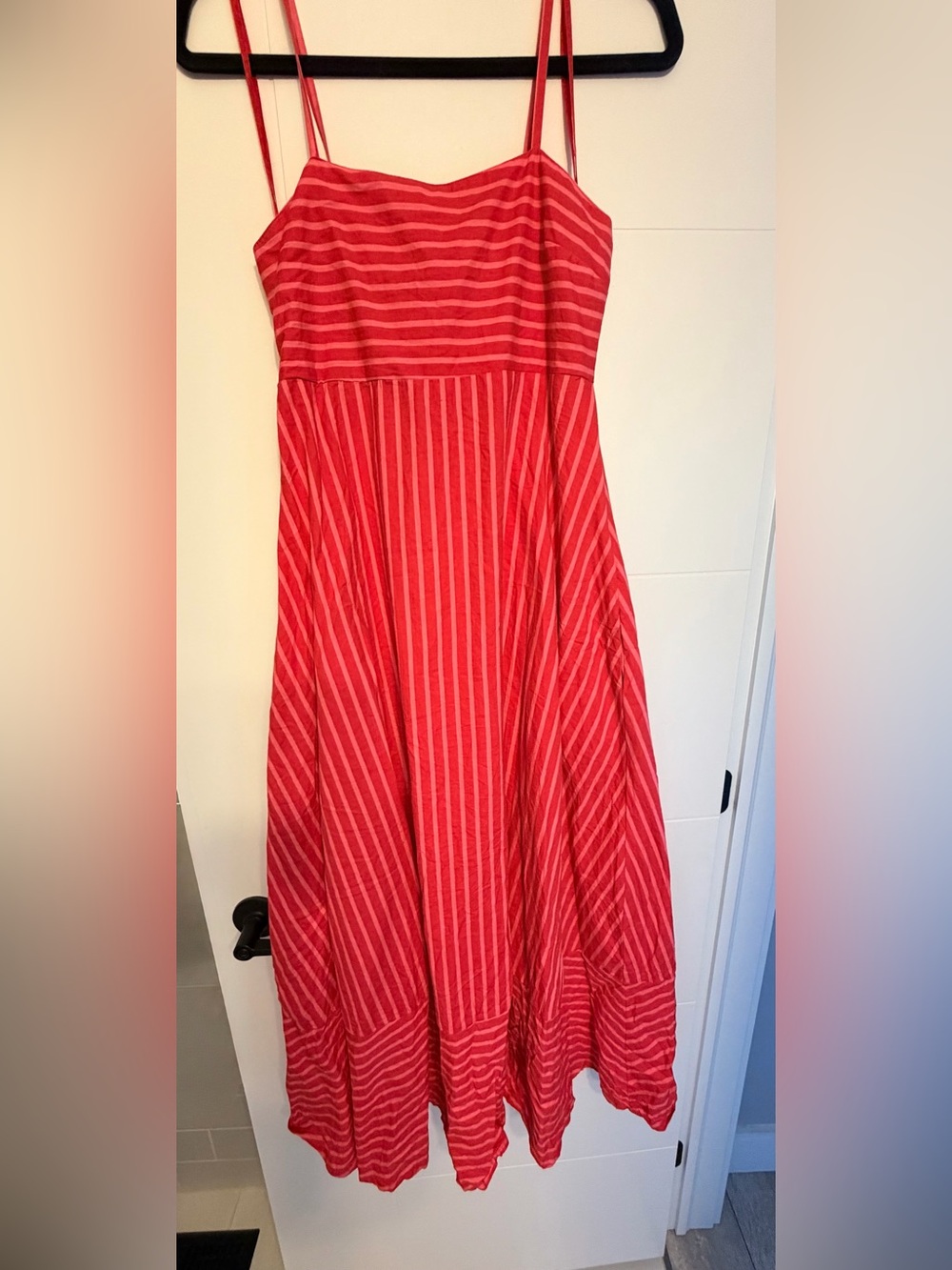Japna Strapless Red and Light-Red Striped Sundress